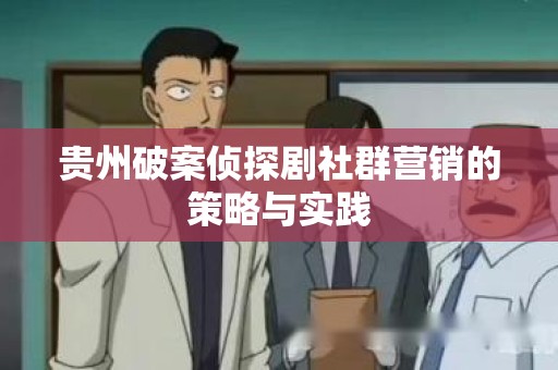 贵州破案侦探剧社群营销的策略与实践