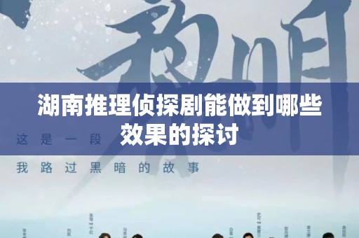 湖南推理侦探剧能做到哪些效果的探讨