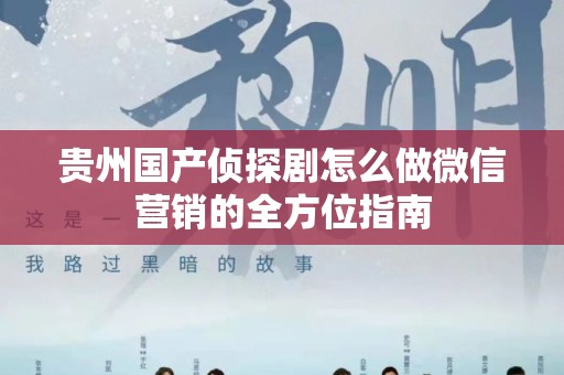 贵州国产侦探剧怎么做微信营销的全方位指南