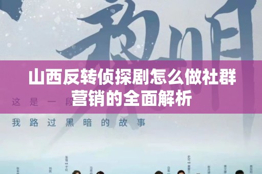 山西反转侦探剧怎么做社群营销的全面解析