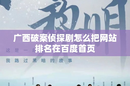广西破案侦探剧怎么把网站排名在百度首页