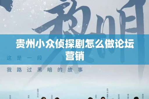 贵州小众侦探剧怎么做论坛营销
