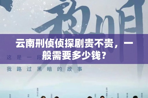 云南刑侦侦探剧贵不贵，一般需要多少钱？