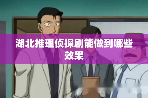 湖北推理侦探剧能做到哪些效果